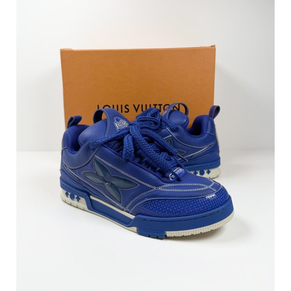 Size 9.5LV/10.5US - Louis Vuitton Skate Leather Blue Sneakers - Picture 2 of 9
